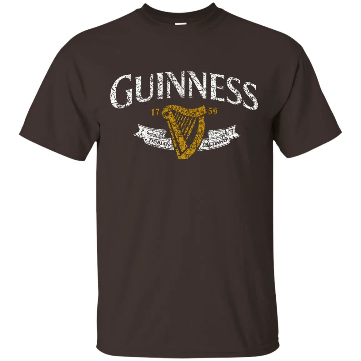Guinness Beer T-Shirt Custom Designed White Text Worn Label Pattern