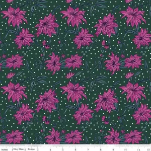 H29 | Liberty - Season's Greetings - Poinsettia - Forest Green (2mtr END OF BOLT)
