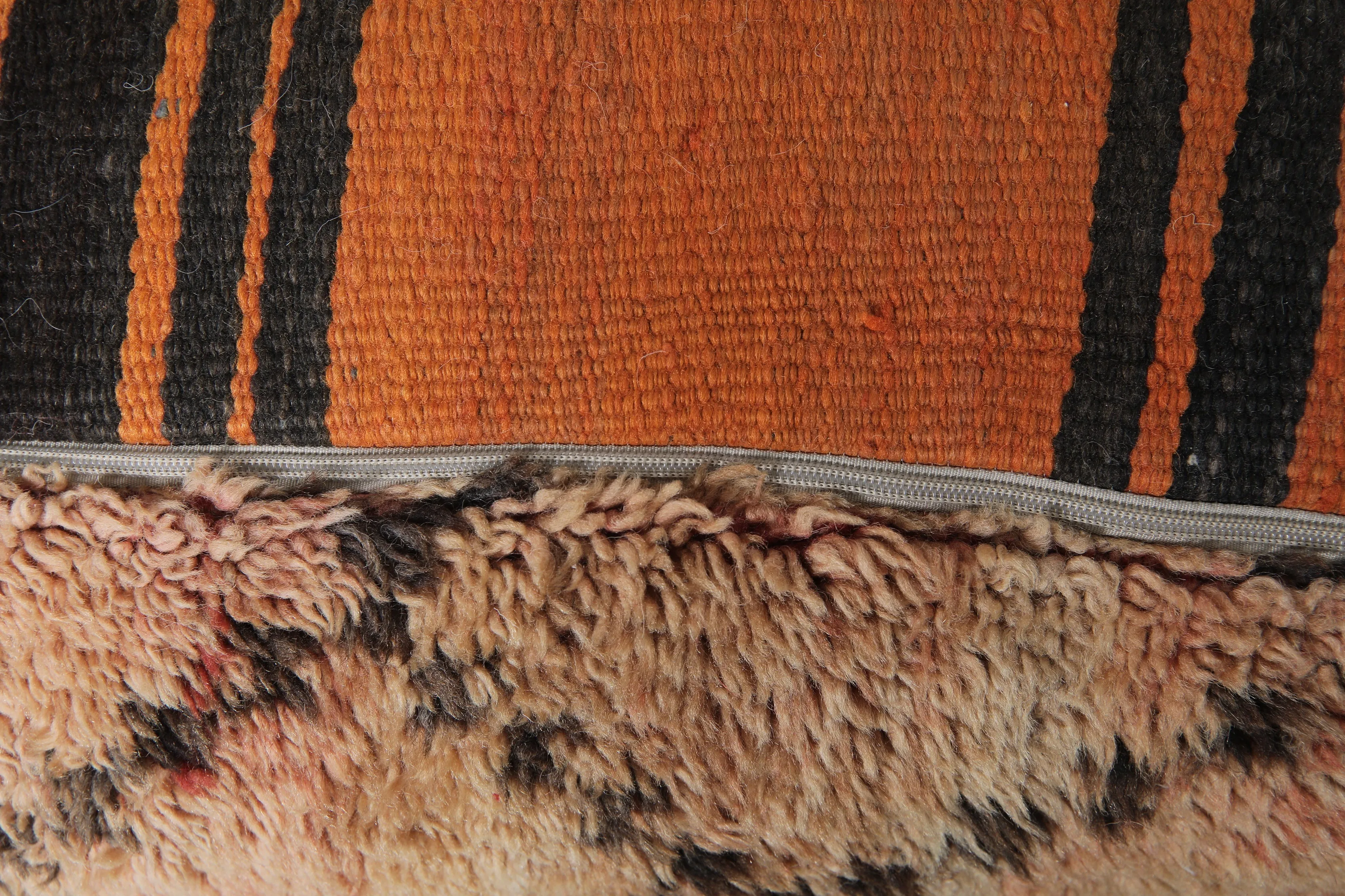 Handmade Moroccan Pouf - Vintage Shag Rug Ottoman