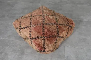 Handmade Moroccan Pouf - Vintage Shag Rug Ottoman
