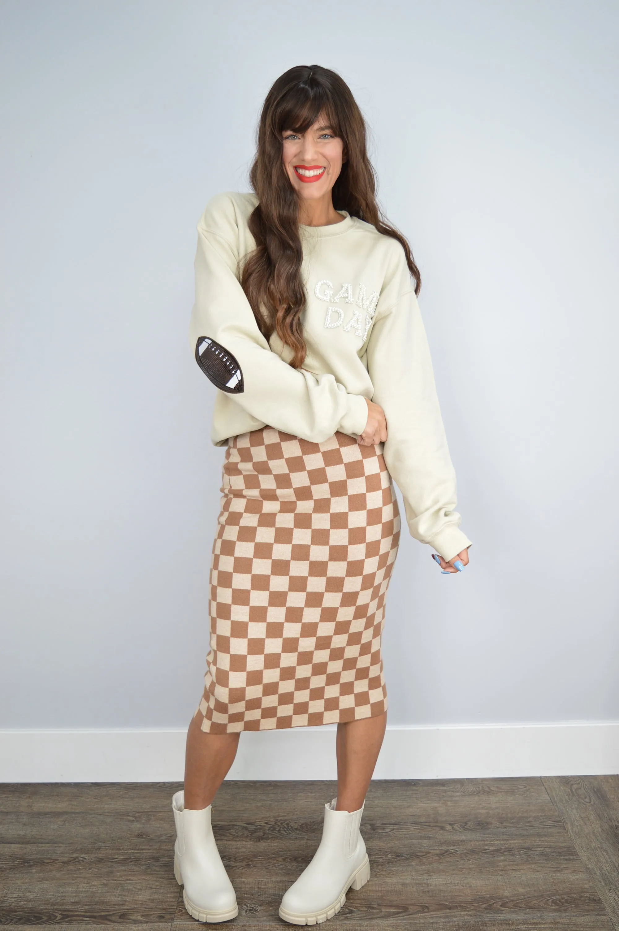 Hazel Blues® |  Start Your Engines Checkered Midi Skirt