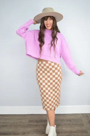 Hazel Blues® |  Start Your Engines Checkered Midi Skirt