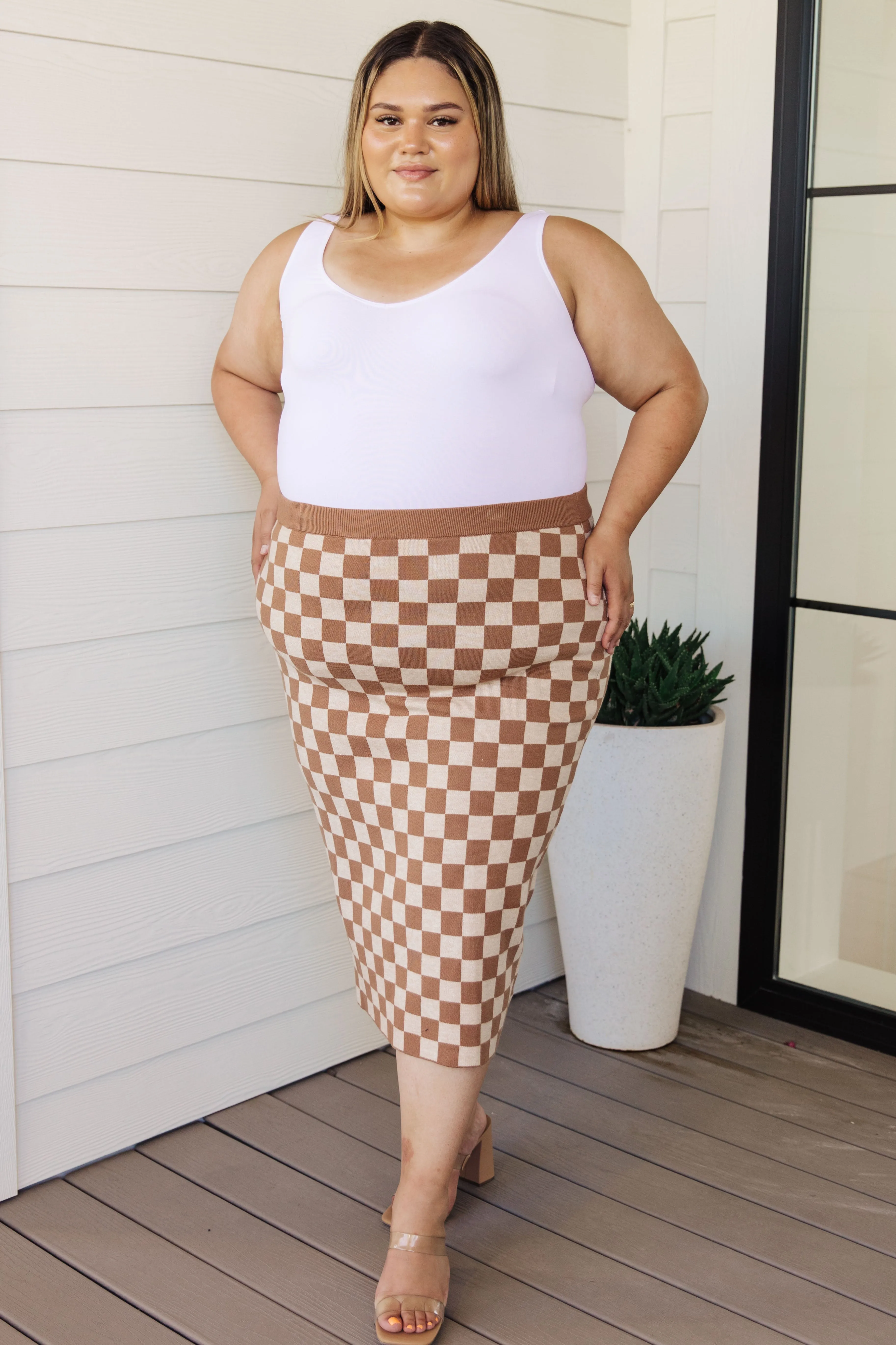 Hazel Blues® |  Start Your Engines Checkered Midi Skirt