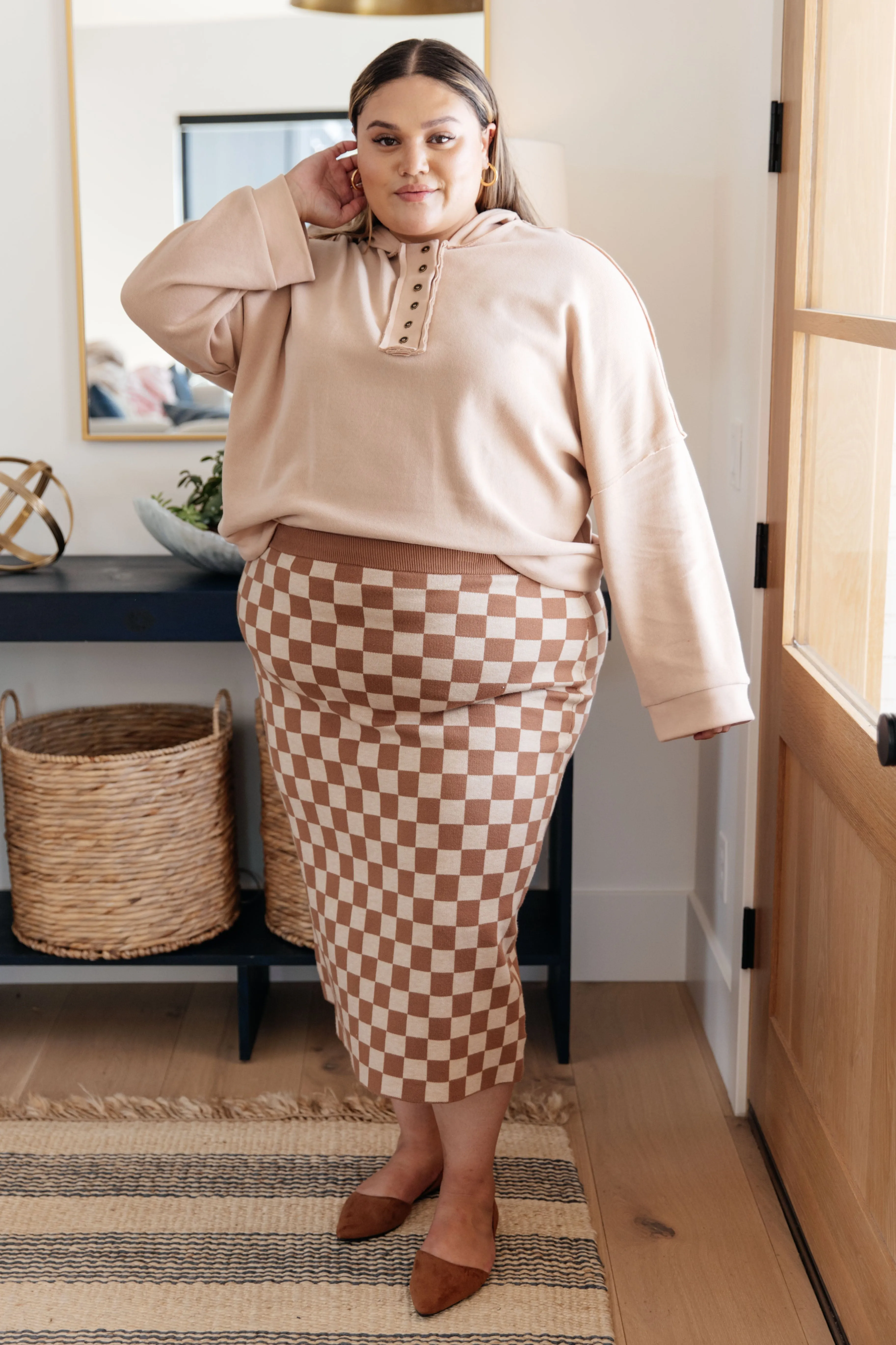 Hazel Blues® |  Start Your Engines Checkered Midi Skirt