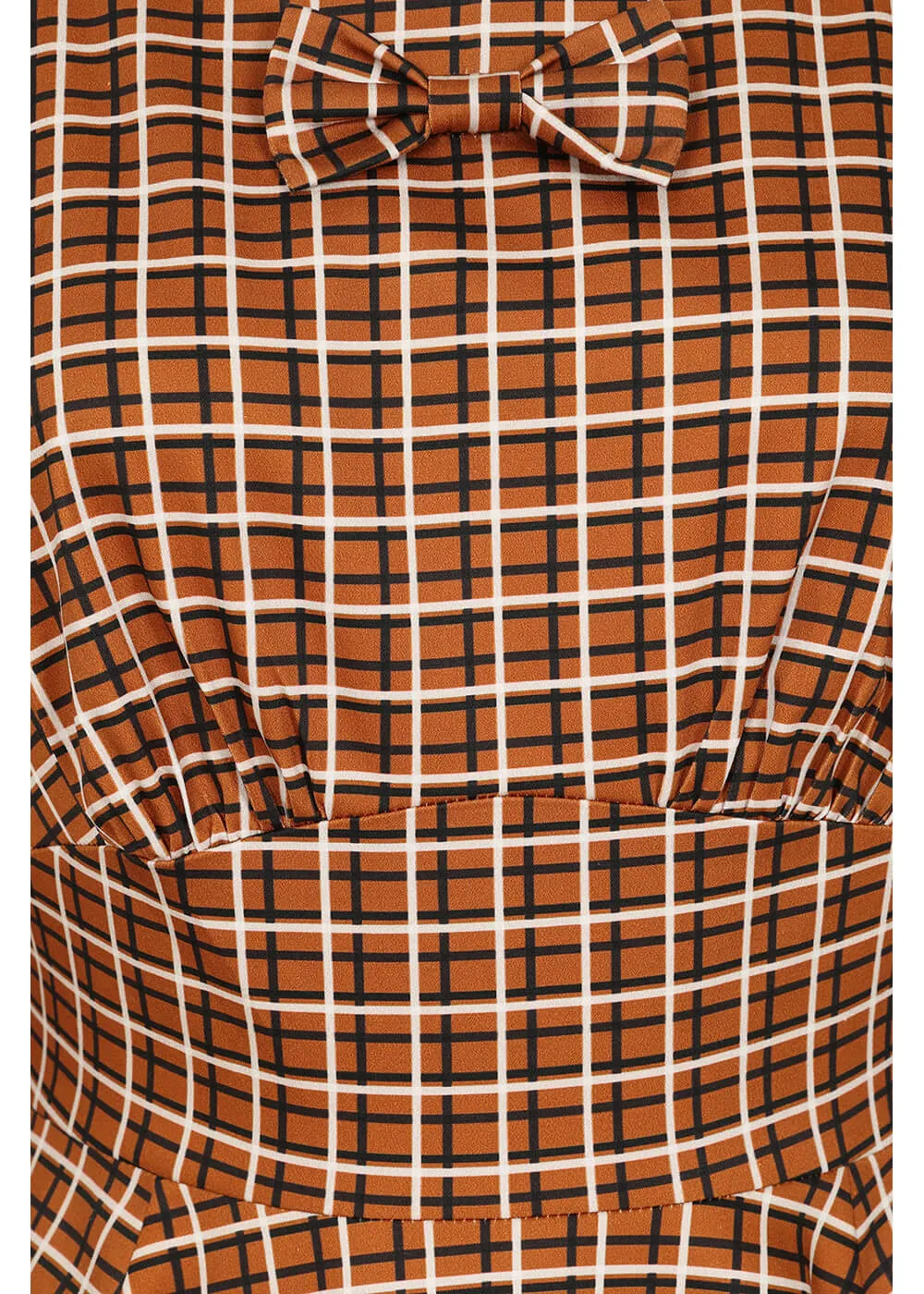 Hearts & Roses Daniella Check 50's Swing Dress Brown