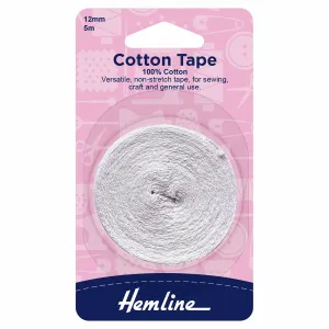 Hemline Cotton Tape - 12mm - White
