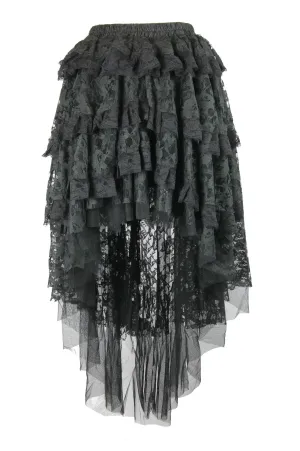 High Low Ruffled Layered Ophelie Skirt Steampunk Gypsy Boho Style