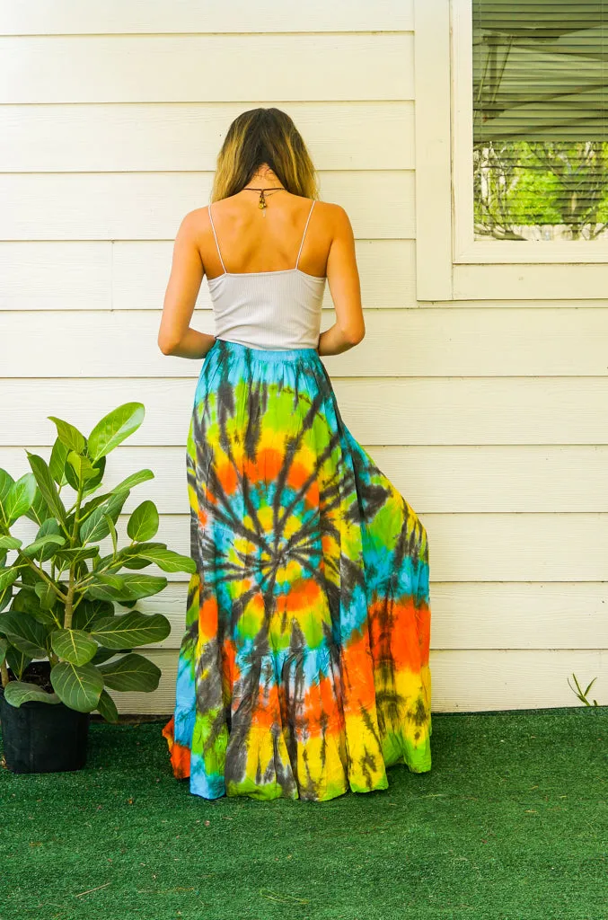Hippie Beach Glow Hand Dyed Tiered Maxi Skirt