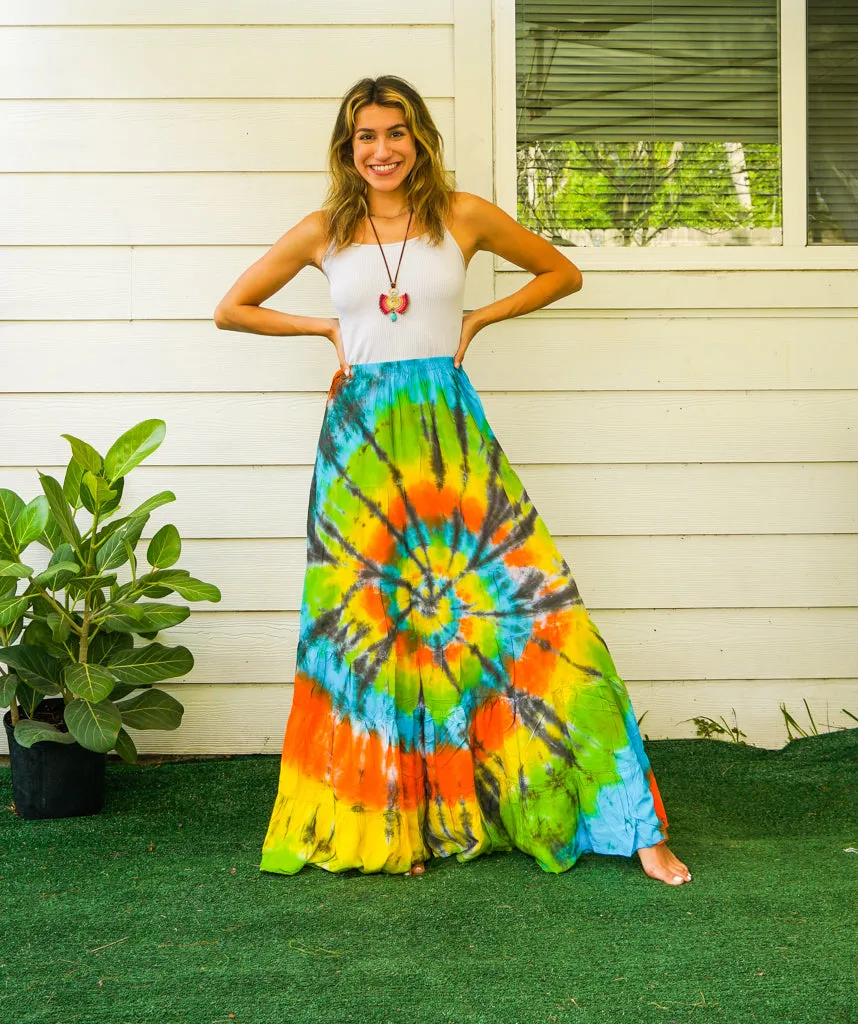 Hippie Beach Glow Hand Dyed Tiered Maxi Skirt