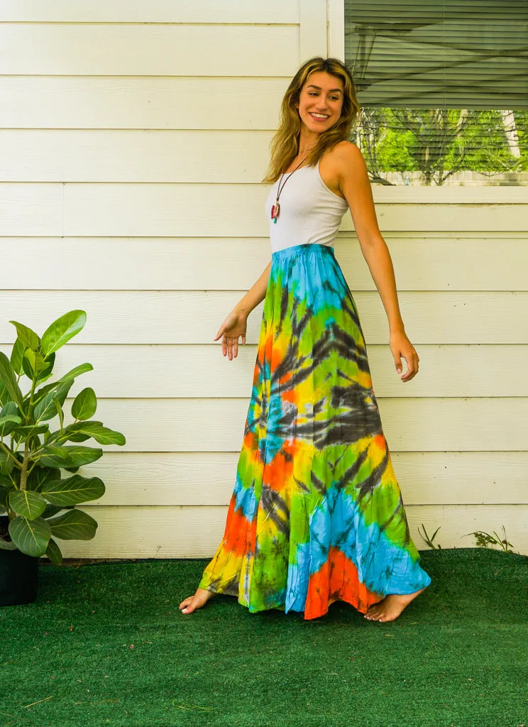 Hippie Beach Glow Hand Dyed Tiered Maxi Skirt