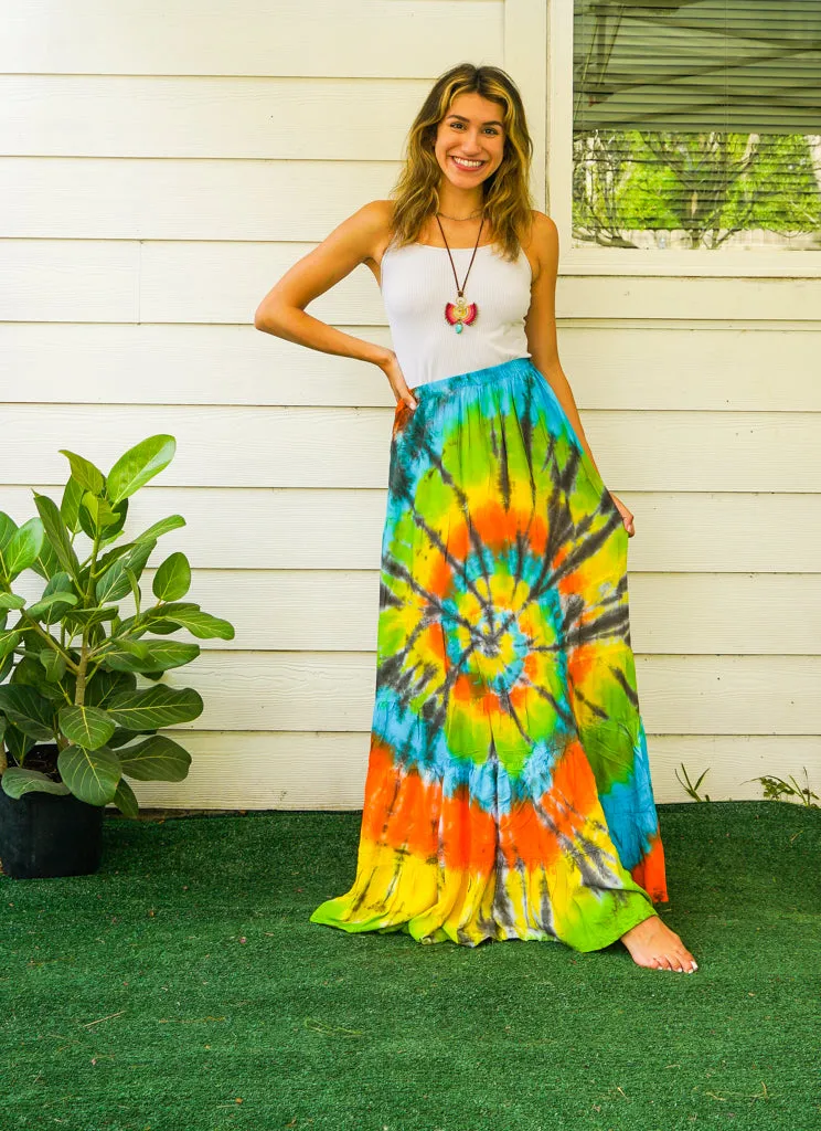 Hippie Beach Glow Hand Dyed Tiered Maxi Skirt