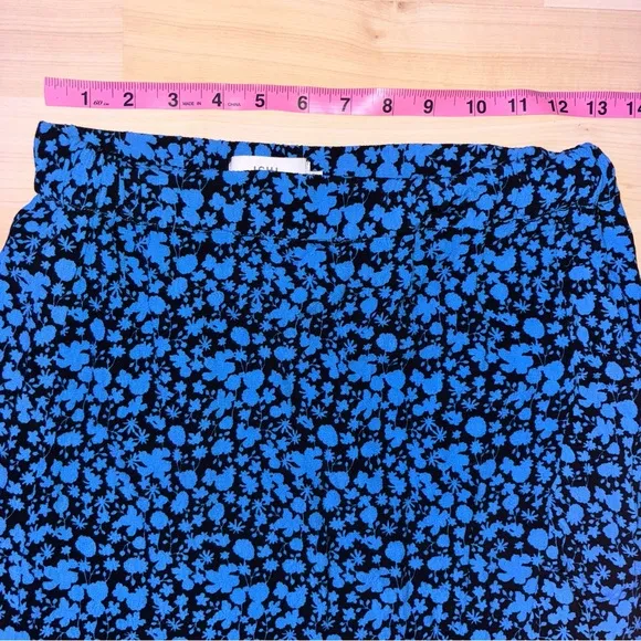 ICHI Botanical Blue Floral Skirt Women’s Small Ruffled Flowy Midi Boho Fairycore