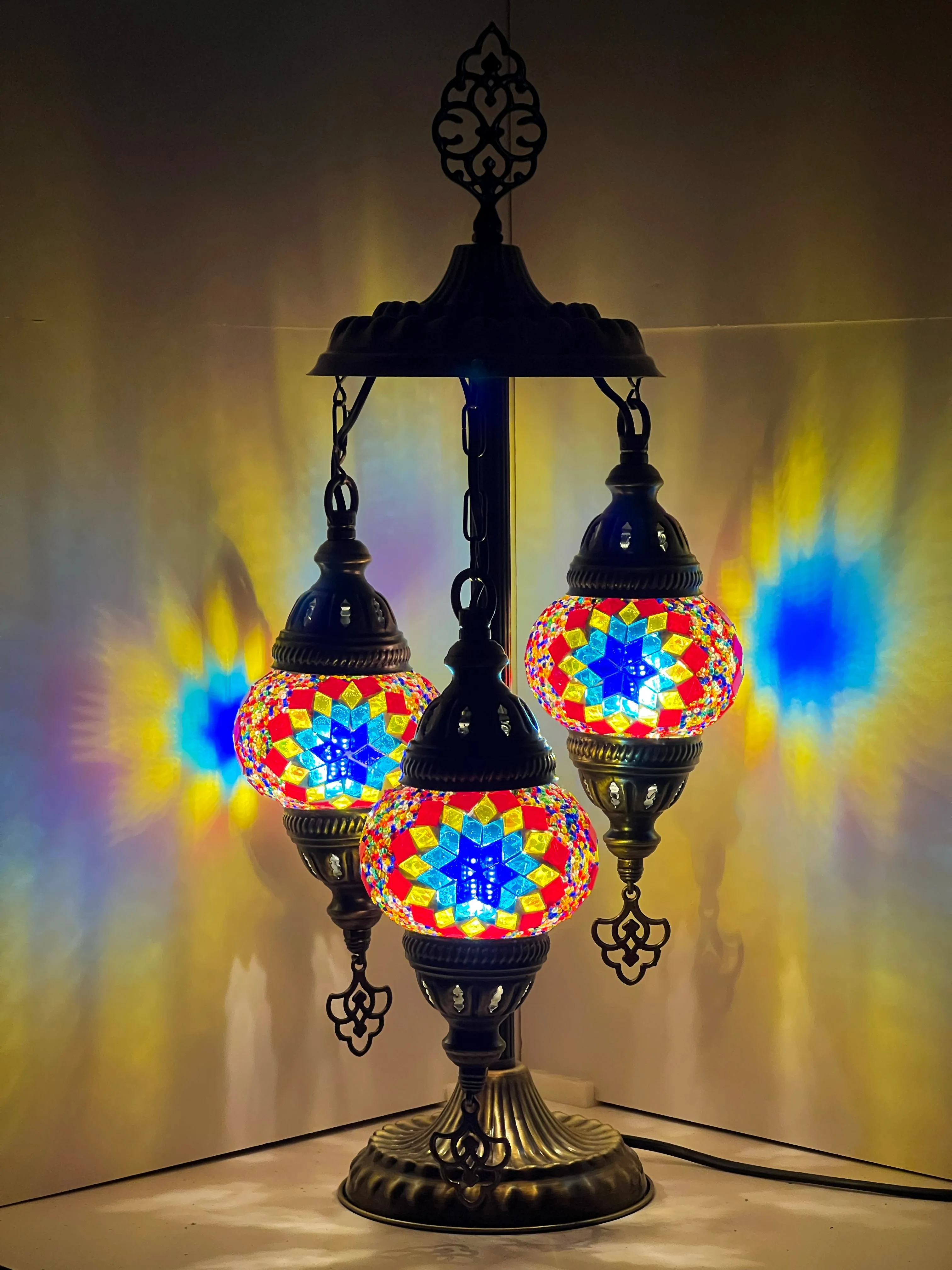 Iris Boho Handcrafted 3 Tiered Mosaic Table Lamp