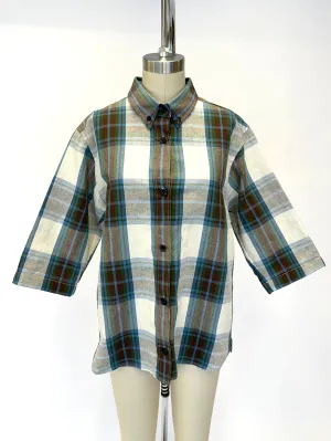 Isabel Marant Linen-Blend Plaid Shirt