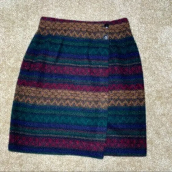 Issac Hazan 80s Vintage High Waisted Tribal Wrap Skirt