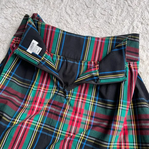 J. Crew plaid big bow midi skirt ruffle hem christmas holiday black K3627 0