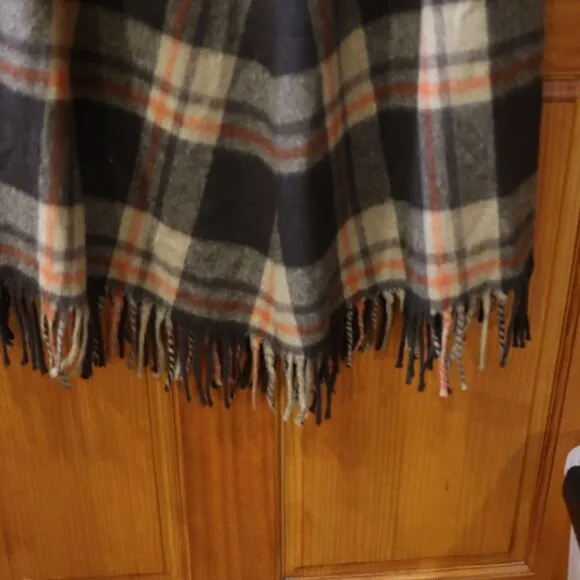 Jax Vintage Plaid Blanket Fringe Skirt Wool Blend Boho Hippie Academia Skirt 12