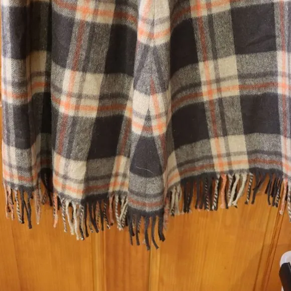 Jax Vintage Plaid Blanket Fringe Skirt Wool Blend Boho Hippie Academia Skirt 12