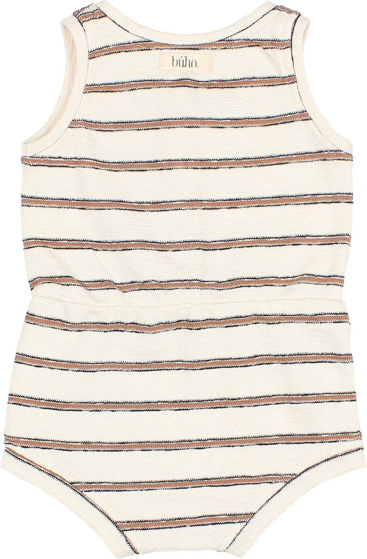 JERSEY STRIPES ROMPER - COCOA