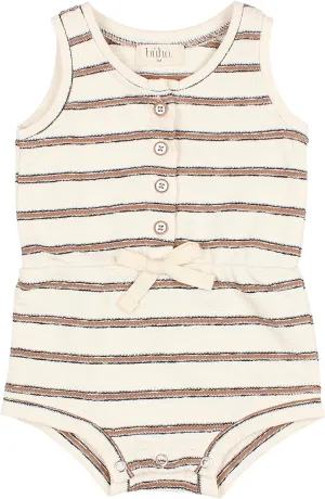 JERSEY STRIPES ROMPER - COCOA