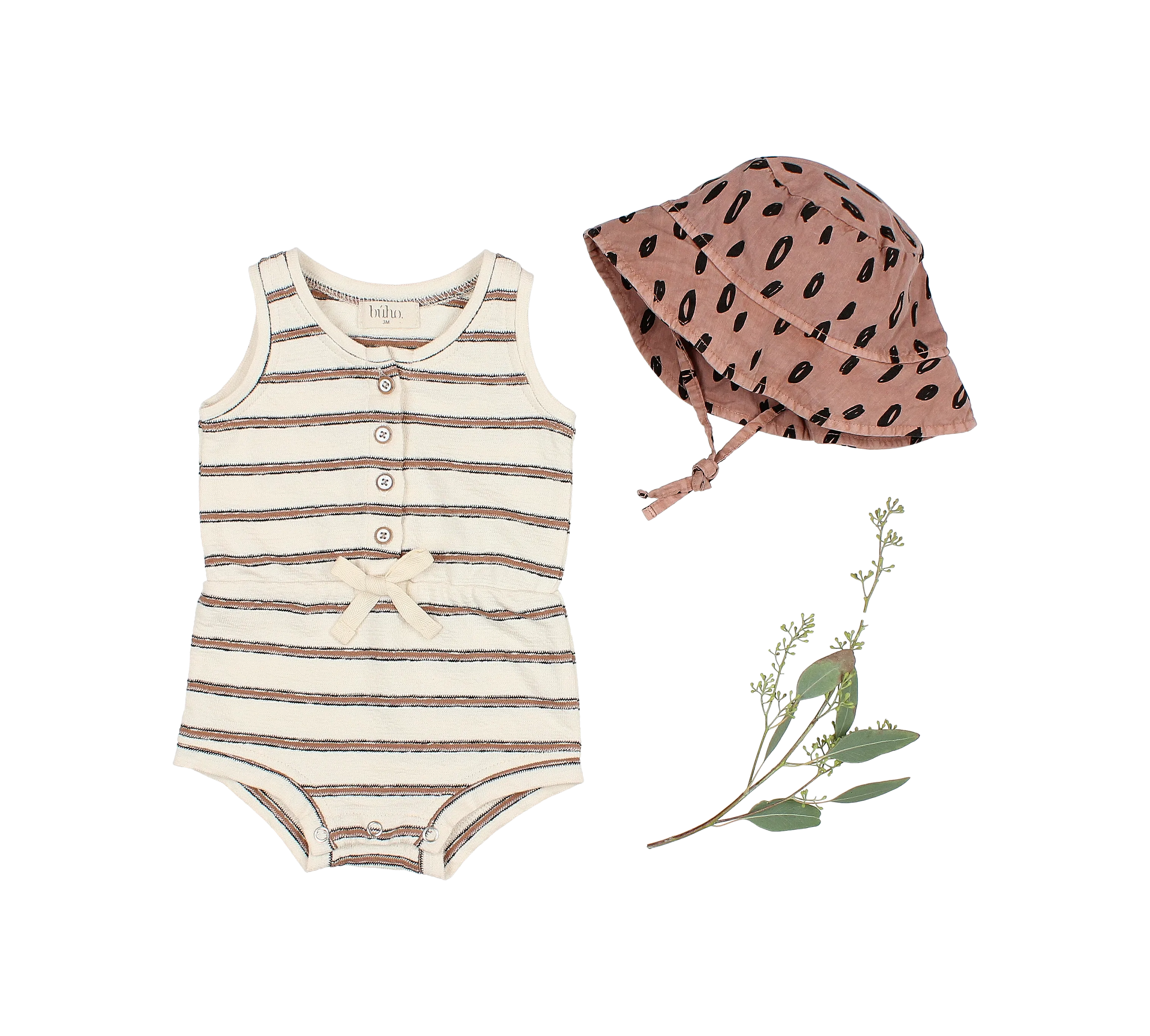 JERSEY STRIPES ROMPER - COCOA