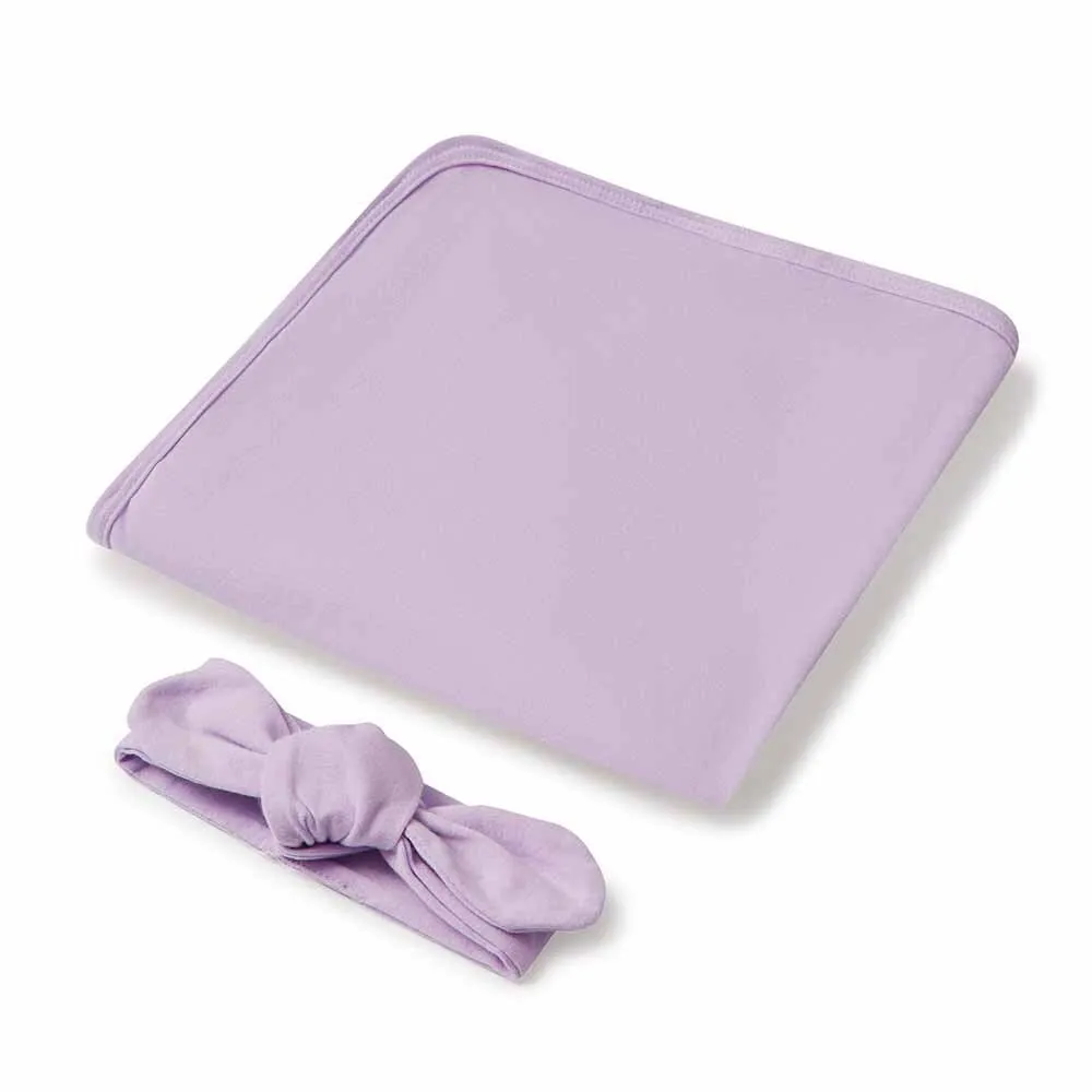 Jersey Wrap & Topknot Set - Lilac