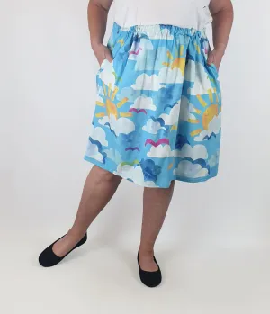 Kablooie blue sky print cotton skirt size 16