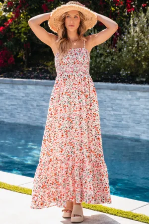 KaleaBoutique Boho Floral Smocked Ruffled Maxi Dress