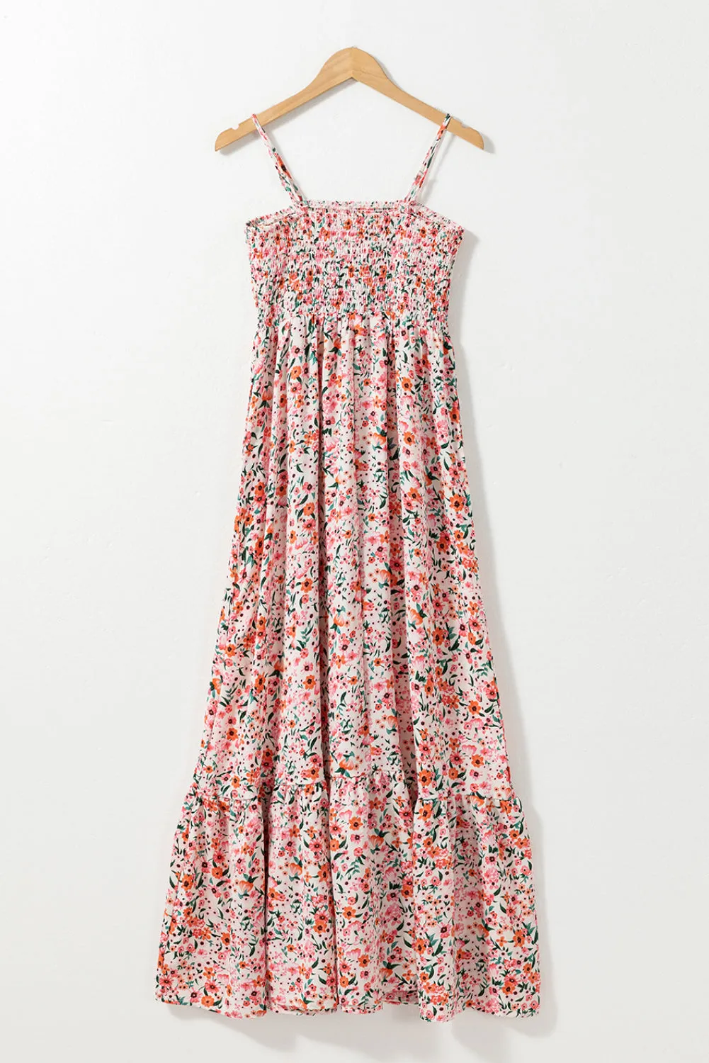 KaleaBoutique Boho Floral Smocked Ruffled Maxi Dress