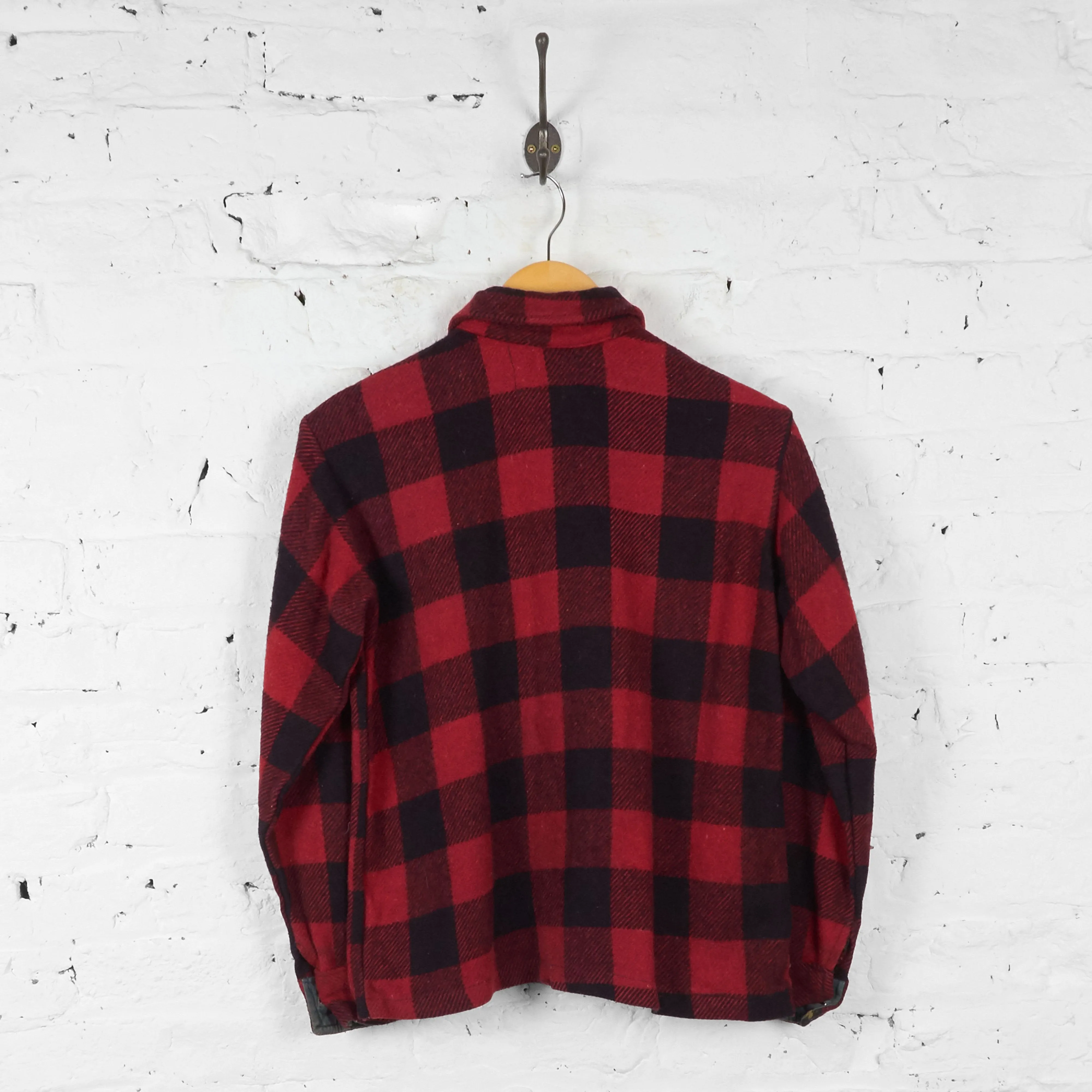 Kids Plaid Wool Check Over Shirt - Red - M Boys