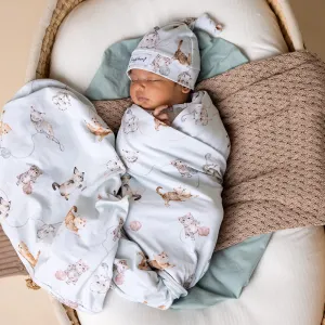 Kittens Organic Jersey Wrap & Beanie Set