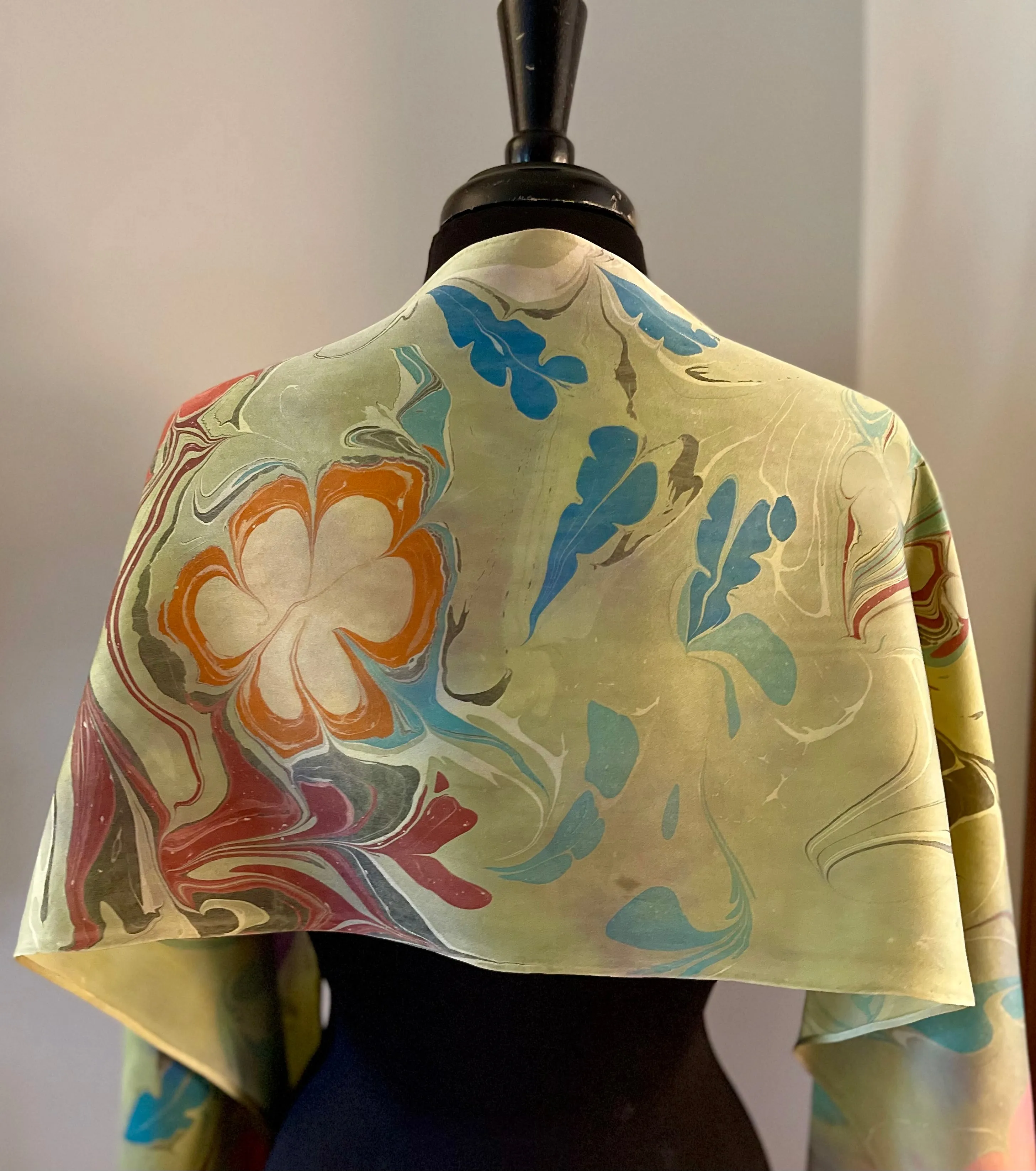 Klimt’s Flowers Multidyed Charmeuse Silk 72x14” bold fun. This beautiful silk makes a unique dresser cover and scarf