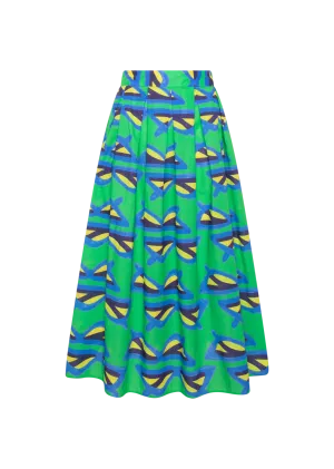 KYLIE GREEN SUNGLASS PRINT COTTON SKIRT