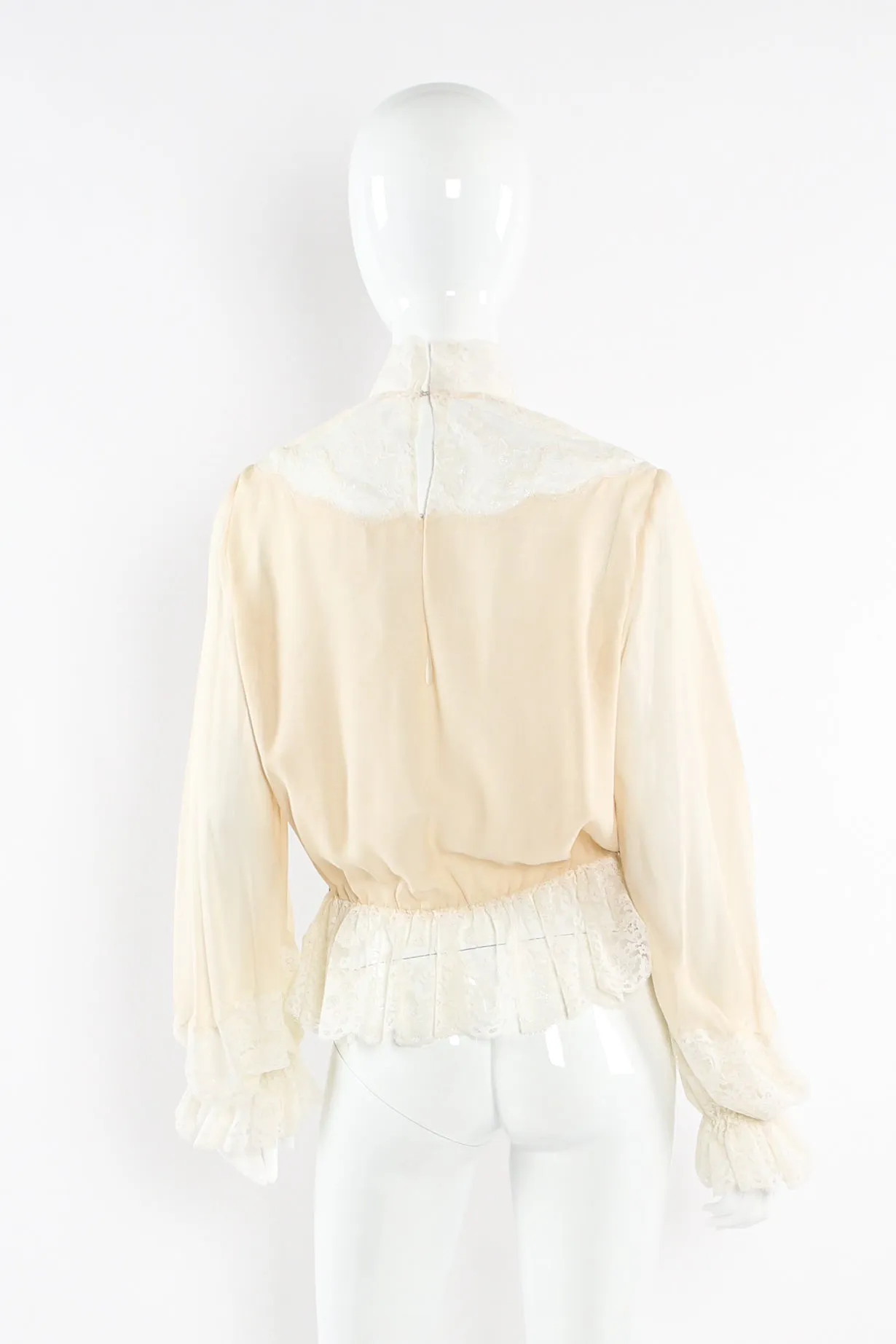 Lace Silk Blouse & Checker Skirt Set