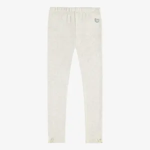 Legging crème long en jersey pointelle brillant, enfant || Long cream legging in shiny pointelle jersey, child