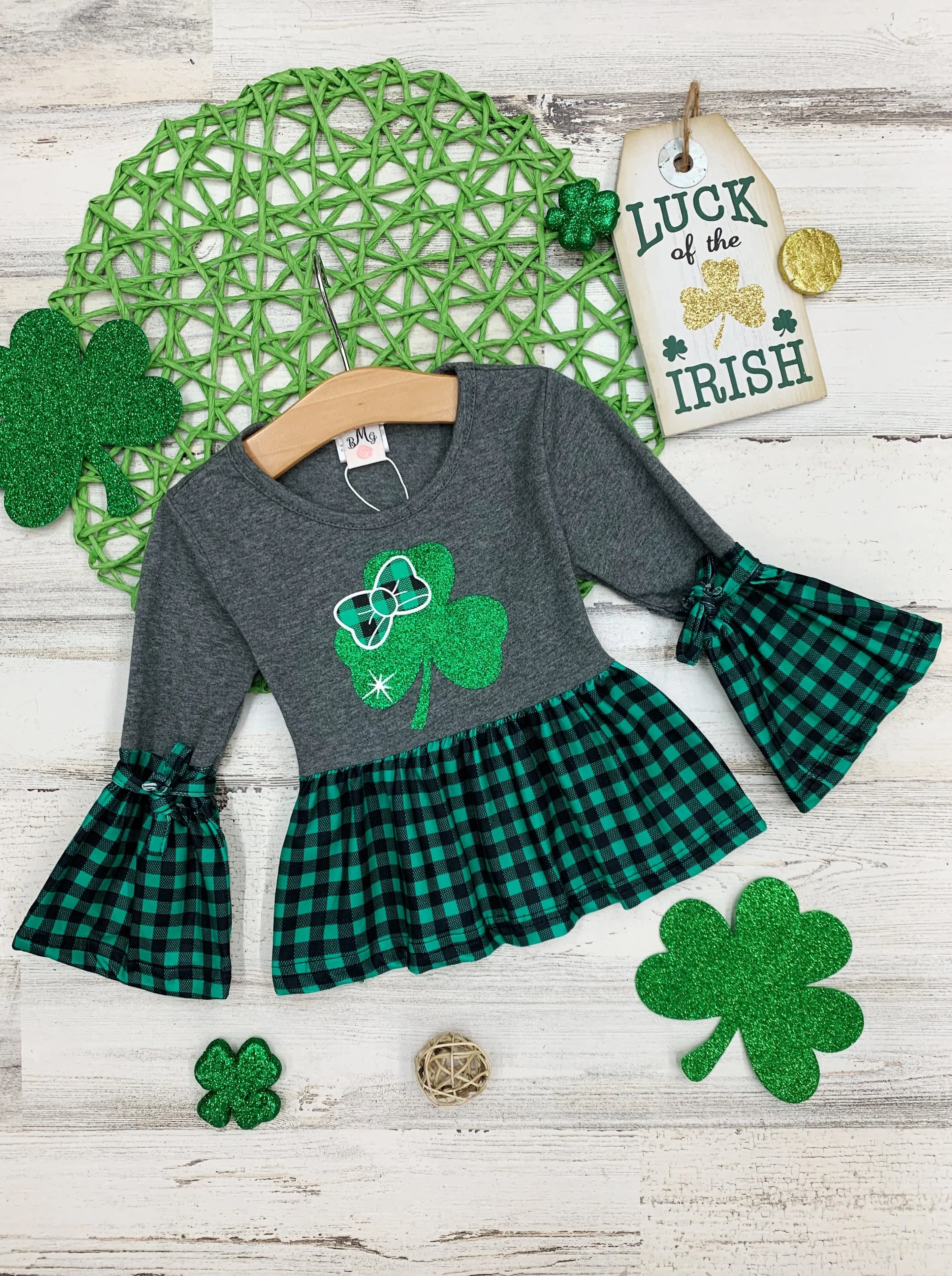 Leprechauns Love Plaid Ruffle Top