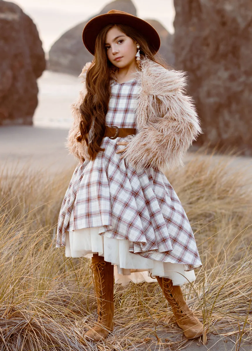 Lezah Dress in Cream Plaid