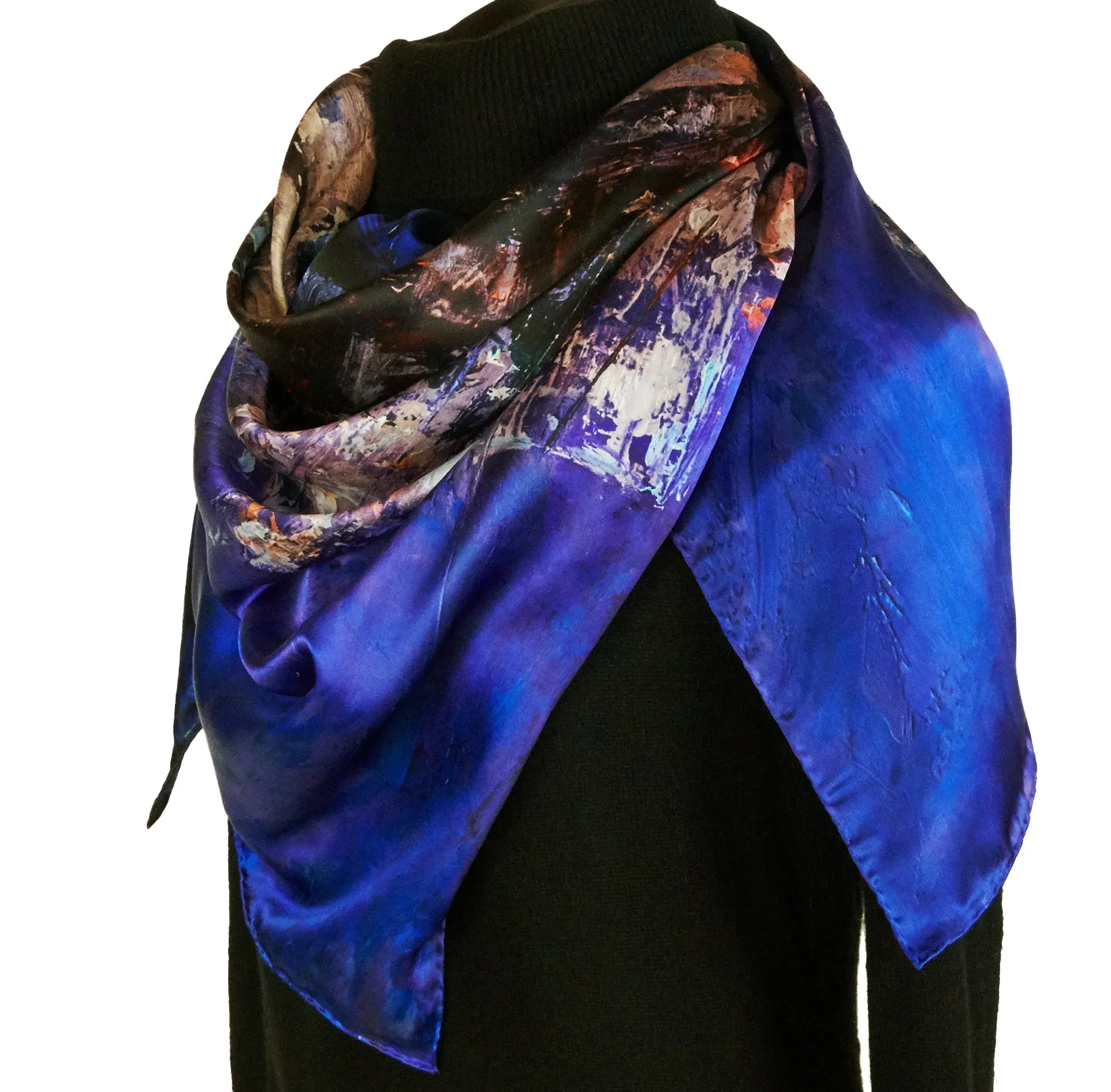 Lights of the City, 43-inch Square Italian Silk Scarf