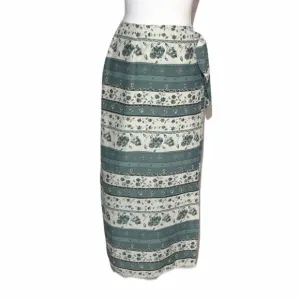 LL Bean Vintage Silk Linen Wrap Skirt Size 8