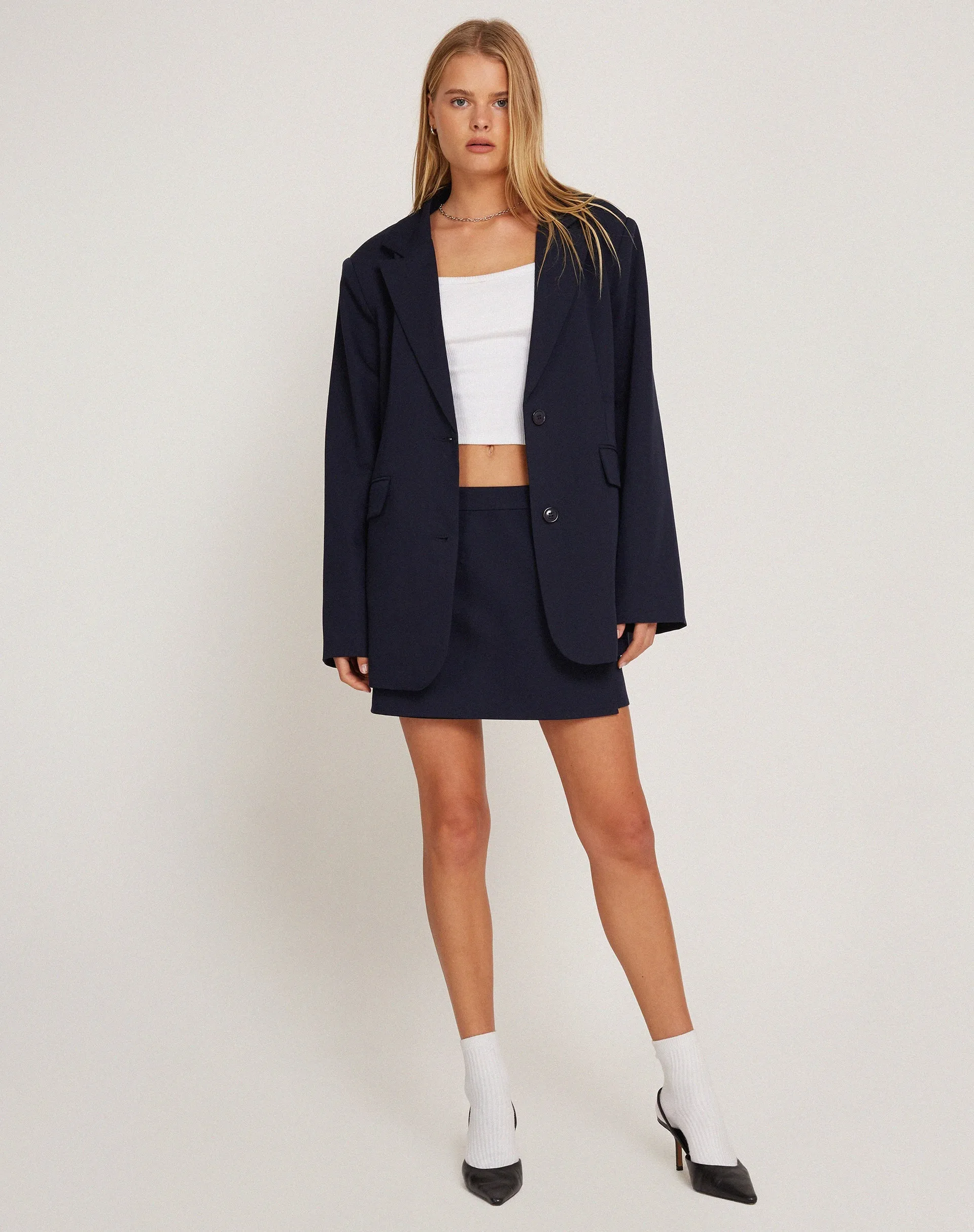 Lolana Mini Wrap Skort in Tailoring Navy