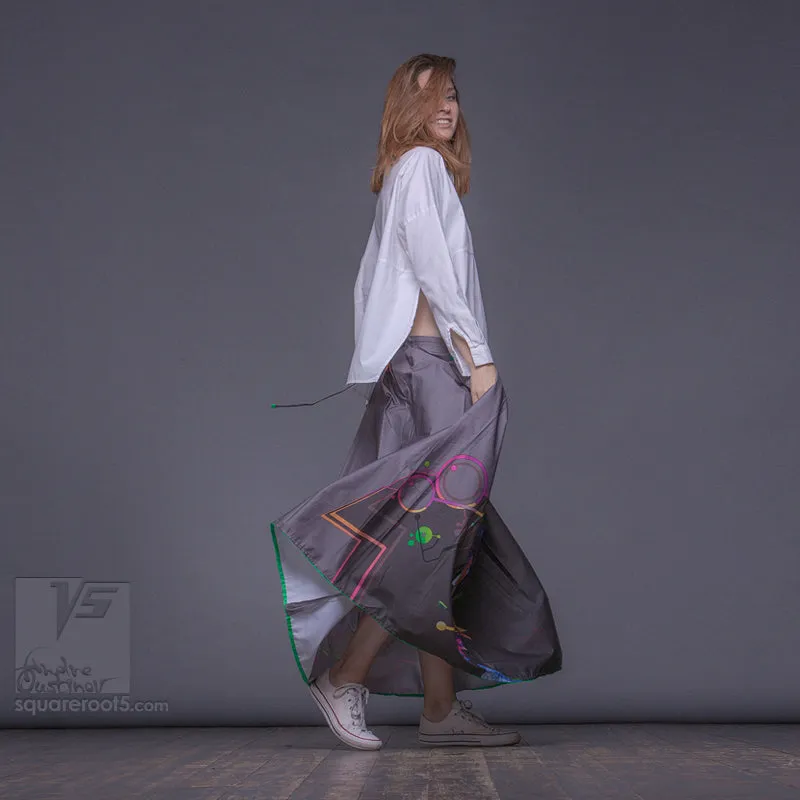 Long cotton skirt "Samurai Girl" model "Cosmic Gray"