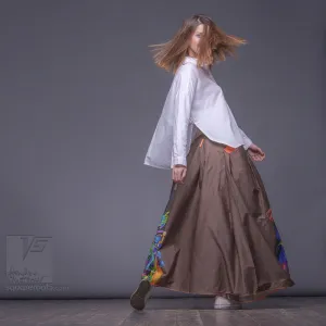 Long cotton skirt "Samurai Girl" model "Solar Ochre"