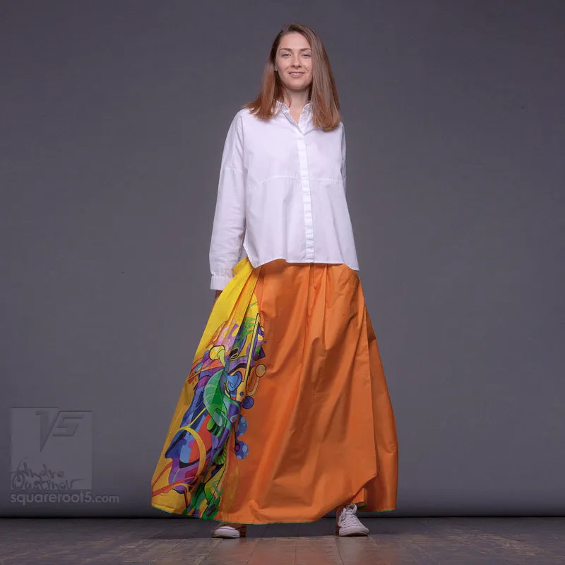 Long cotton skirt "Samurai Girl" model: "Solar Yellow"