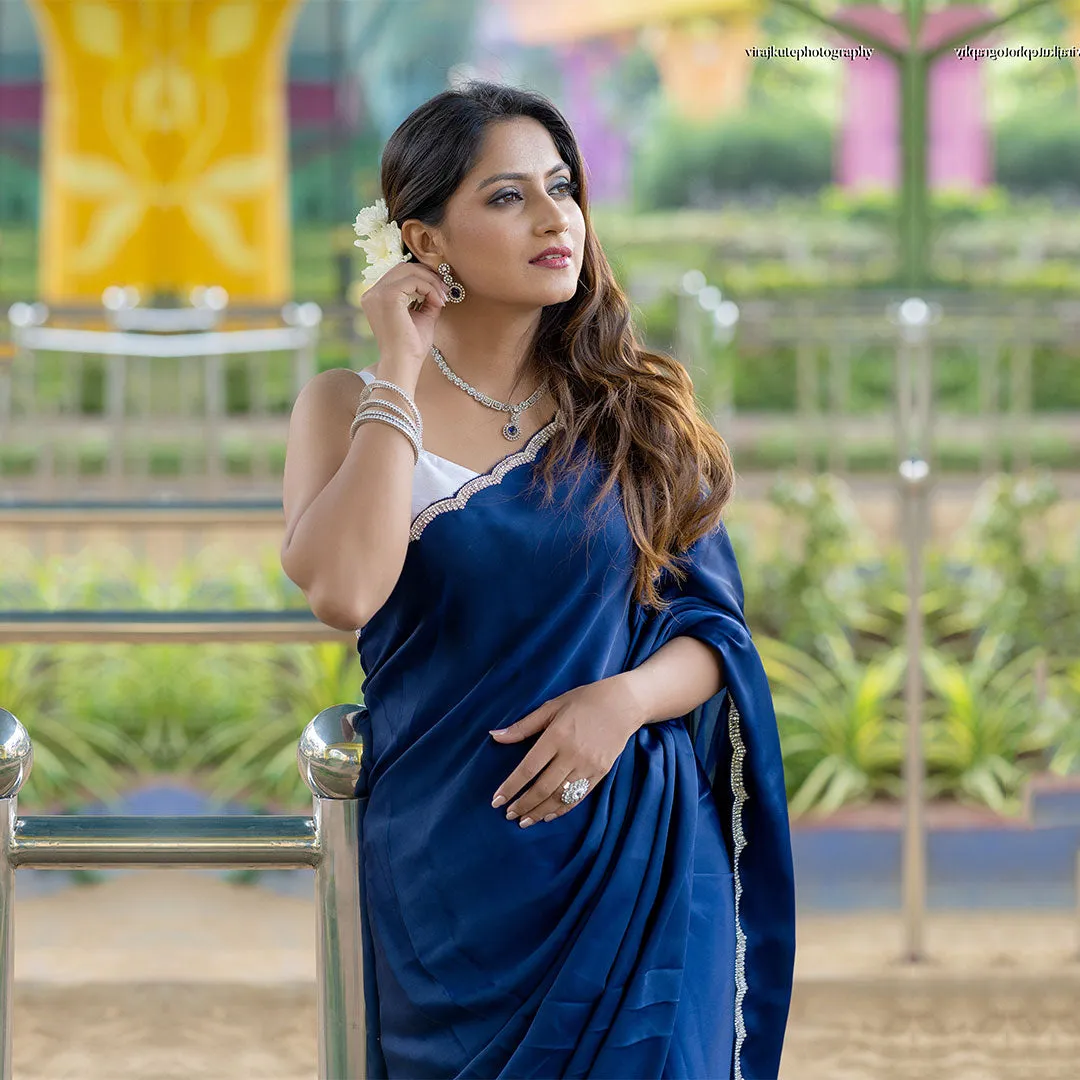 Luxe Navy Blue Silk Saree