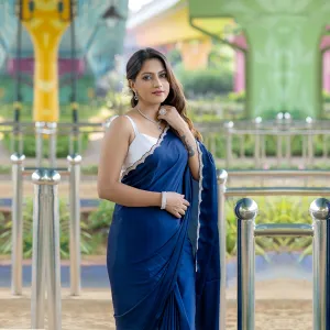 Luxe Navy Blue Silk Saree