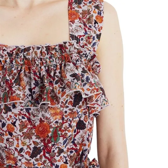 Madewell x Karen Walker Silk Floral Rosalie Ruffled Dress Size 00