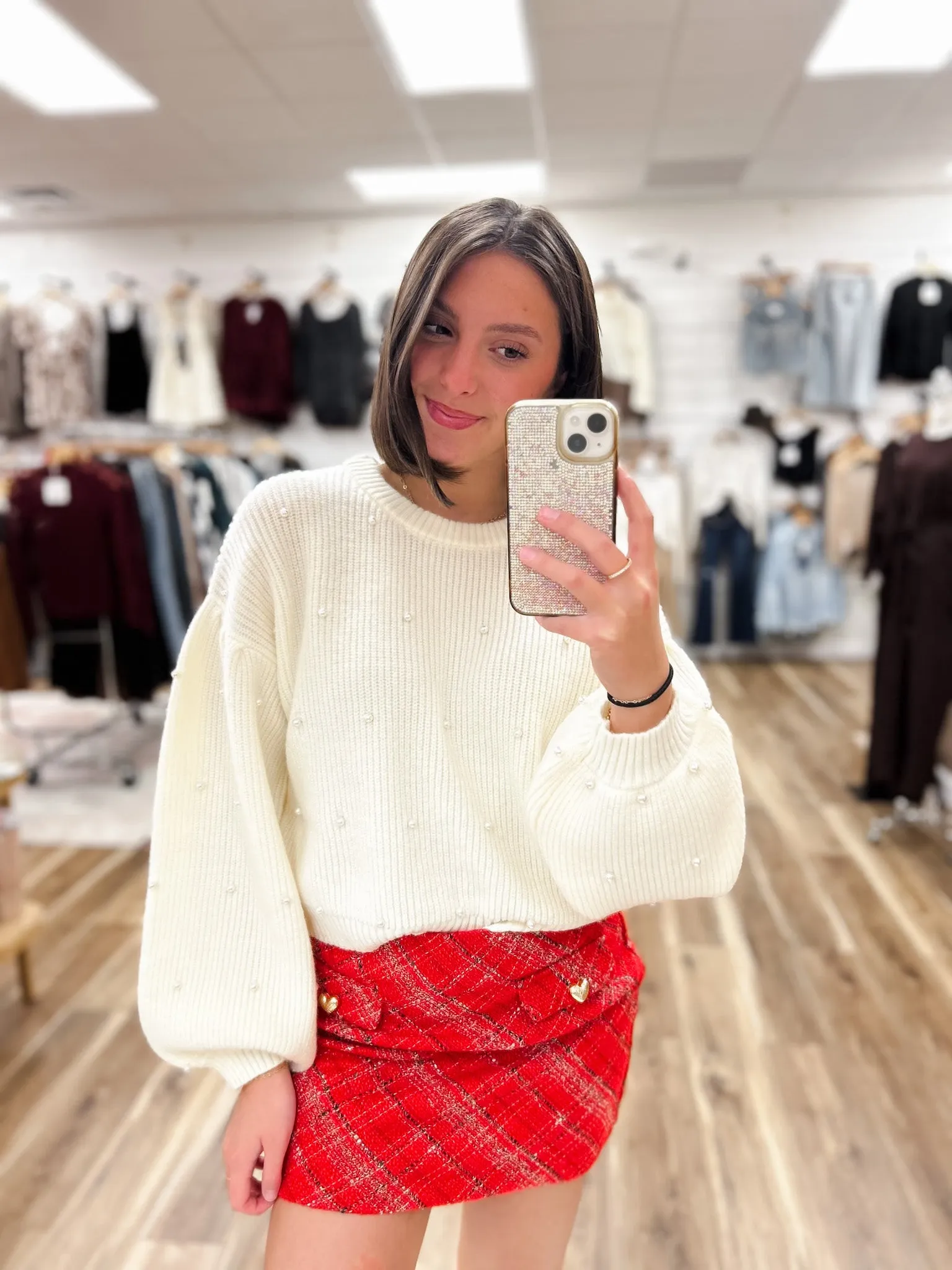 Mandi Red Plaid Skirt