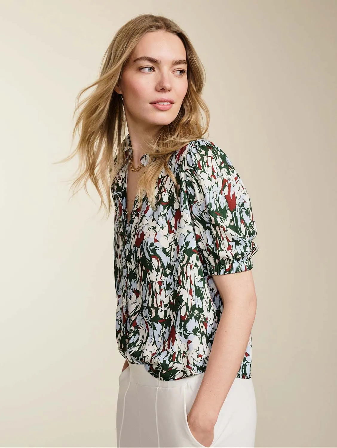 Maria LENZING™ ECOVERO™ Blouse | Green Marble