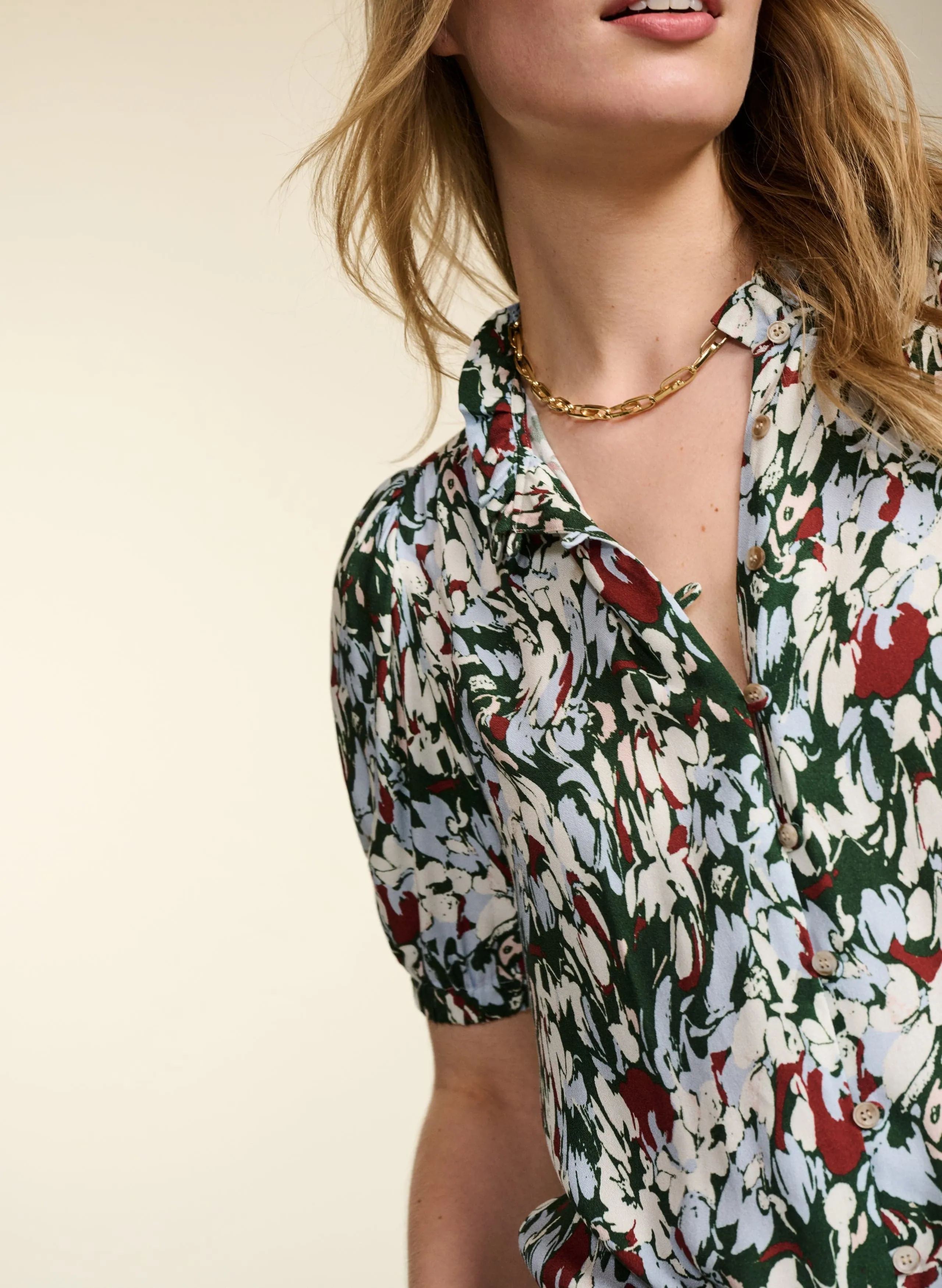 Maria LENZING™ ECOVERO™ Blouse | Green Marble