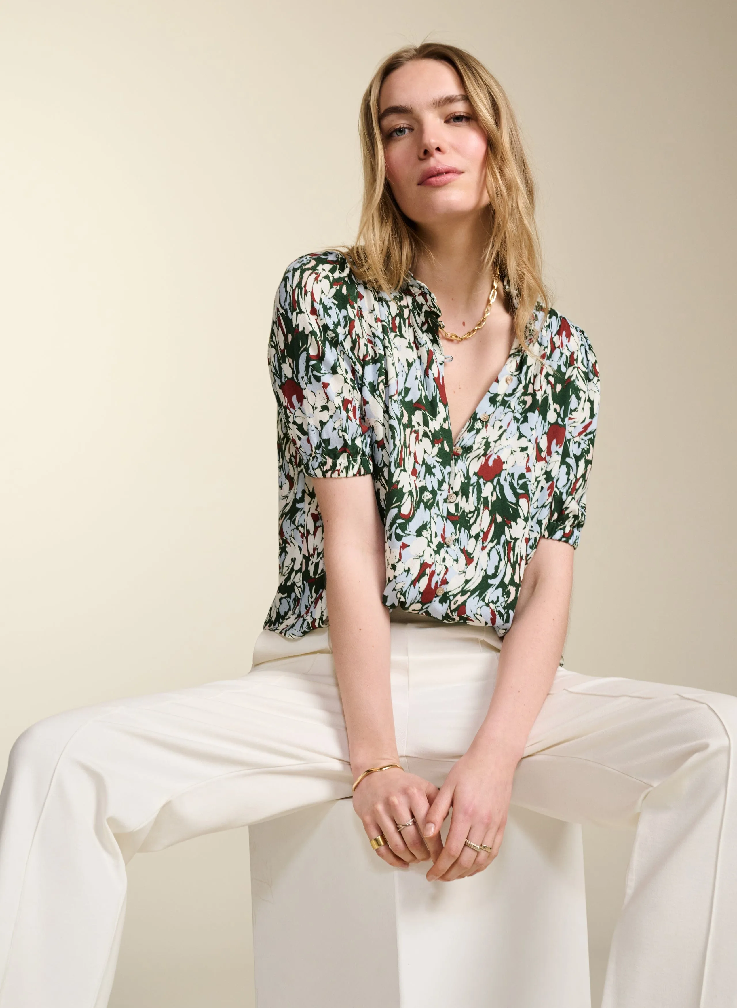 Maria LENZING™ ECOVERO™ Blouse | Green Marble